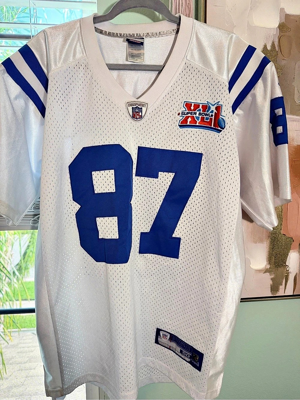 Super Bowl XLII Reggie Wayne Reebok Authentic Colts Jersey